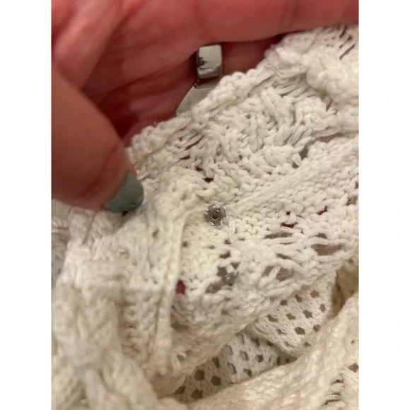 Anthropologie Crochet Knit Crop Top Cream Off White Boho Open Knit XS 0437 - Picture 7 of 8